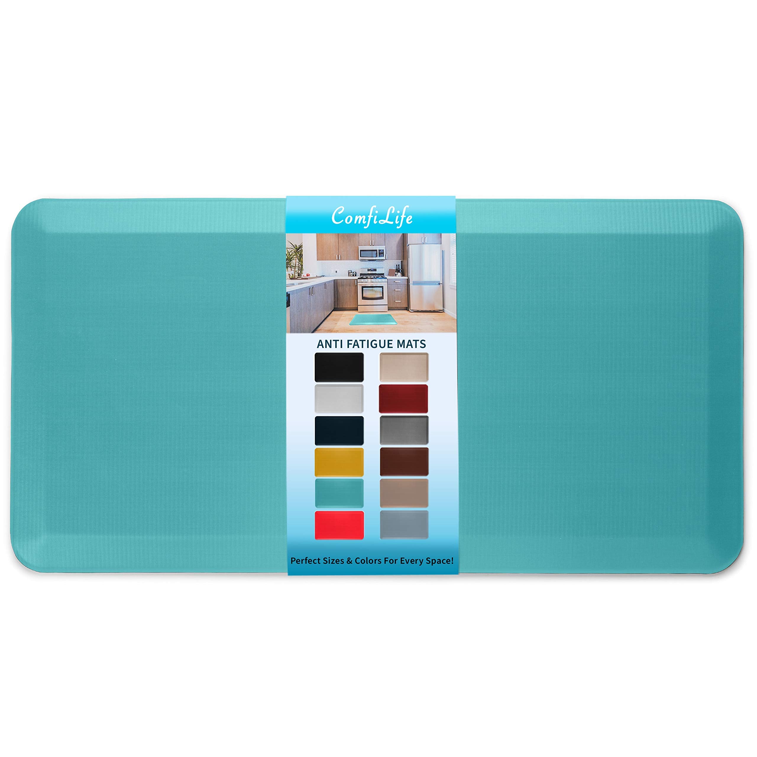 ComfiLife Anti Fatigue Floor Mat – 3/4 Inch Thick Kitchen Mats for Floor, Standing Desk Mat, Kitchen Rug – Comfort at Home, Office – Durable – Stain Resistant – Non-Slip Bottom (20" x 32", Black)