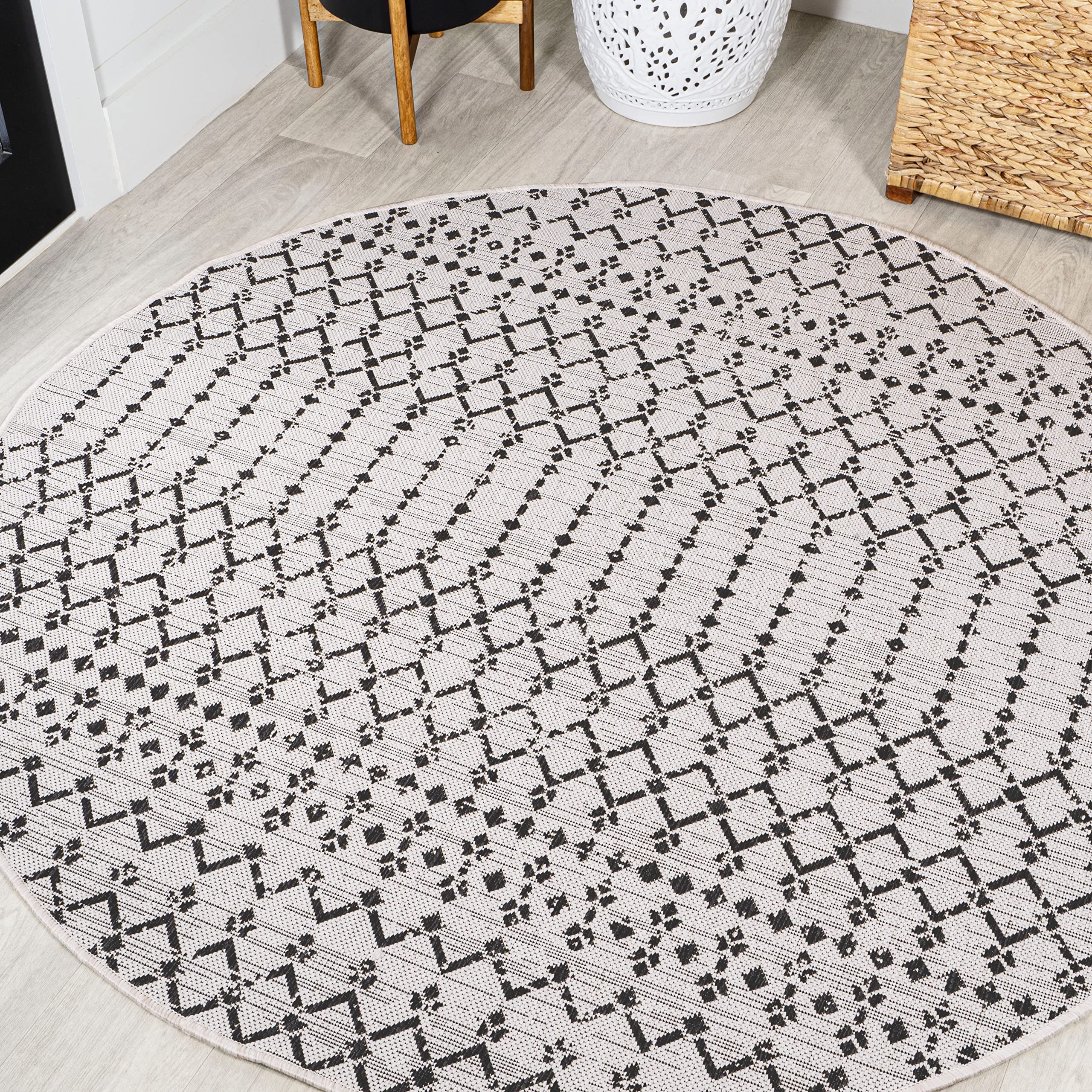 JONATHAN Y Moroccan Geometric Indoor Outdoor Area Rug 8X10 Navy/Light Gray, Ourika Textured Weave for Backyard, Patio, Porch, Easy-Cleaning, High Traffic, Pet-Friendly, Non-Shedding (SMB108B-8)