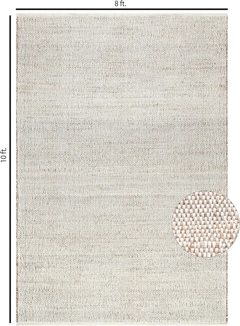 S & L Homes Jute Cotton Hand Woven Natural Farmhouse Area Rug for Living Room - Rustic Vintage Bohemian Décor - (8' x 10' Natural)
