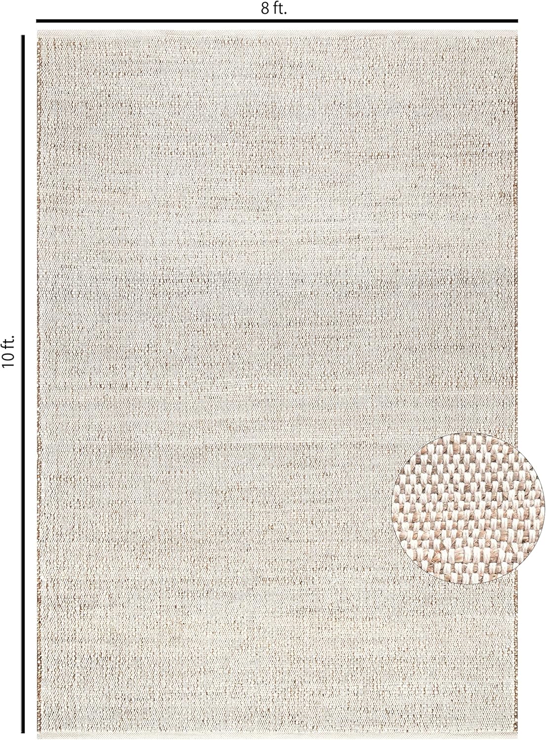 S & L Homes Jute Cotton Hand Woven Natural Farmhouse Area Rug for Living Room - Rustic Vintage Bohemian Décor - (8' x 10' Natural)