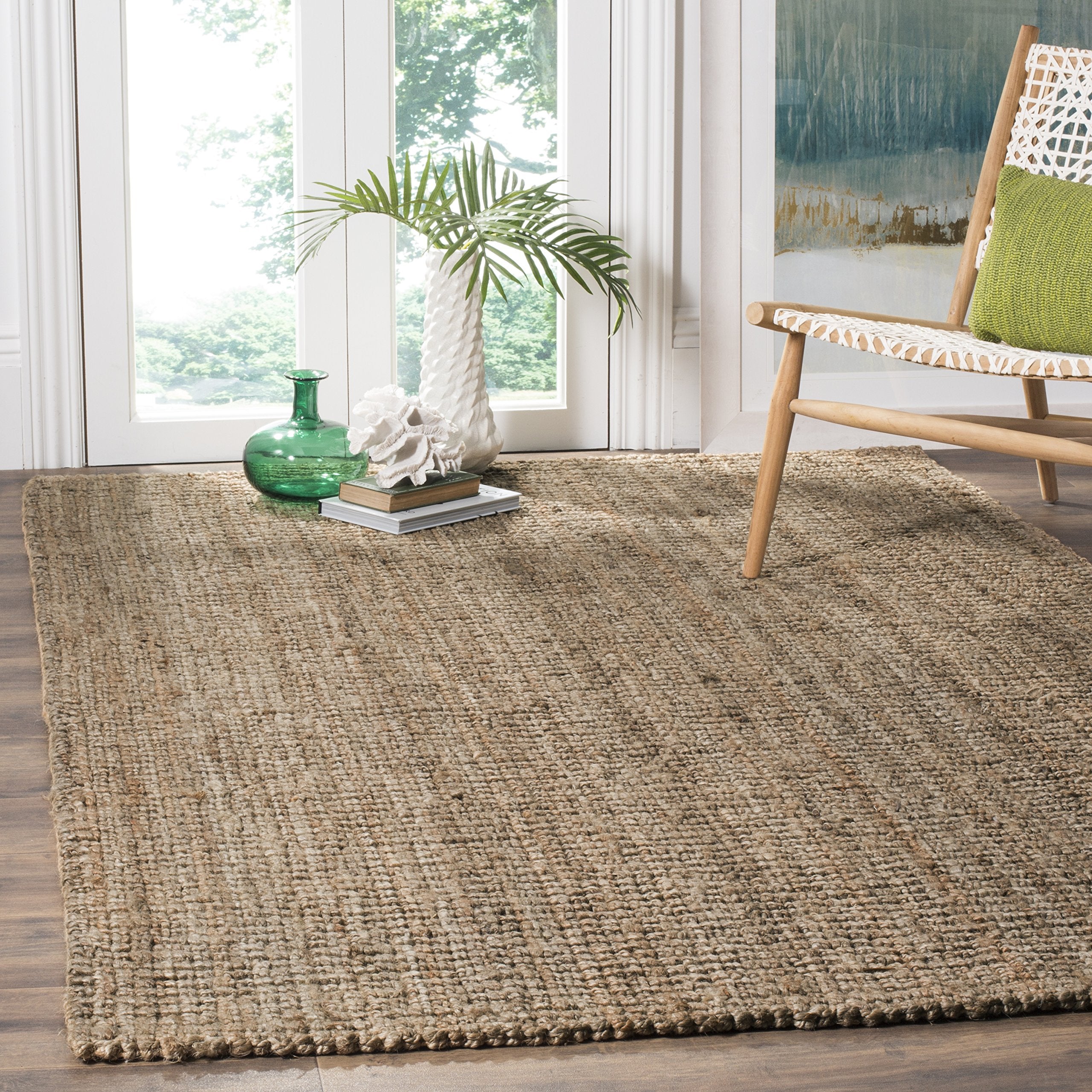 SAFAVIEH Area Rug 9x12 - Natural Fiber Collection - Large - Natural Brown, Handmade Jute, Farmhouse Style, Chunky Textured Thick Pile (NF447A)
