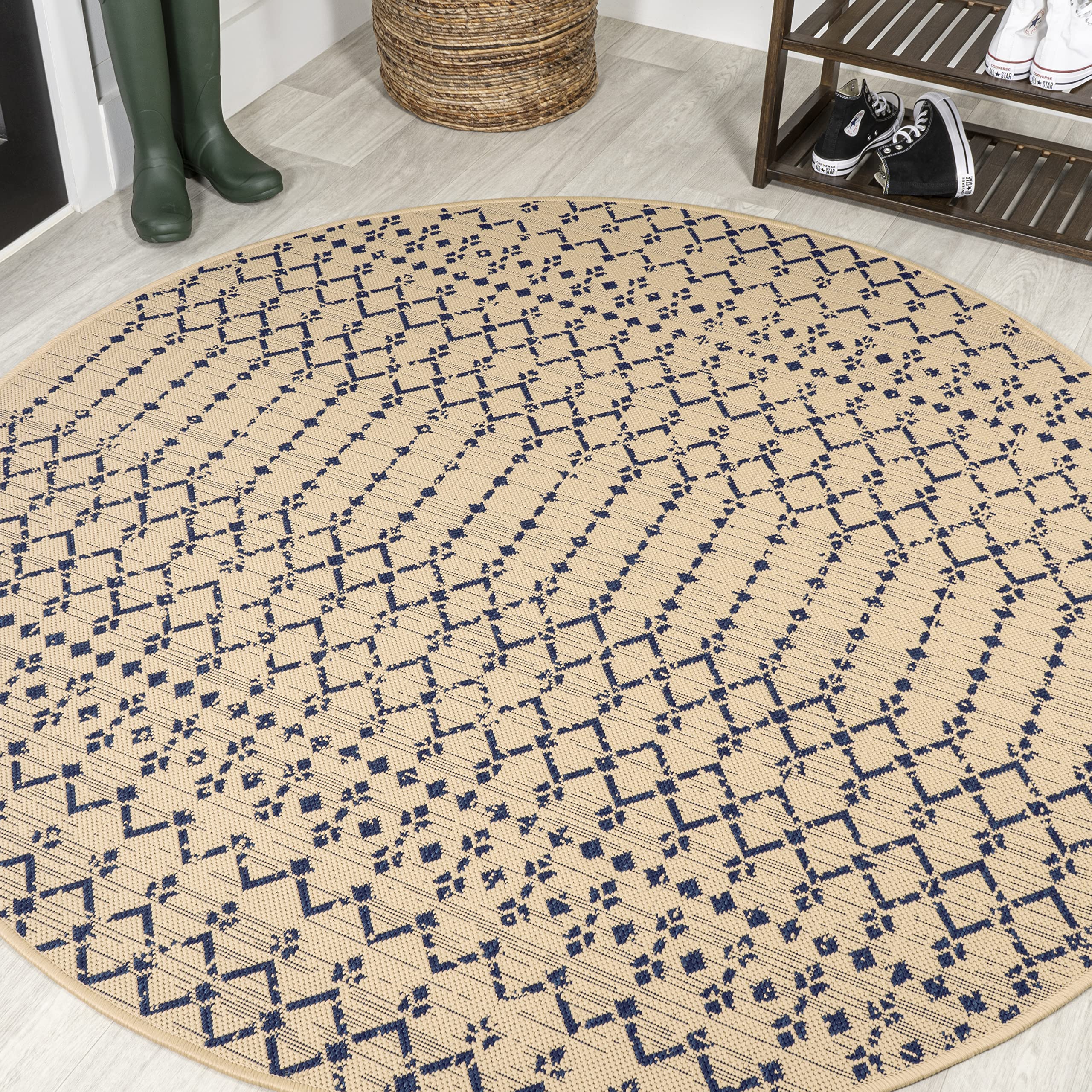 JONATHAN Y Moroccan Geometric Indoor Outdoor Area Rug 8X10 Natural/Black, Ourika Textured Weave for Backyard, Patio, Porch, Easy-Cleaning, High Traffic, Pet-Friendly, Non-Shedding (SMB108D-8)