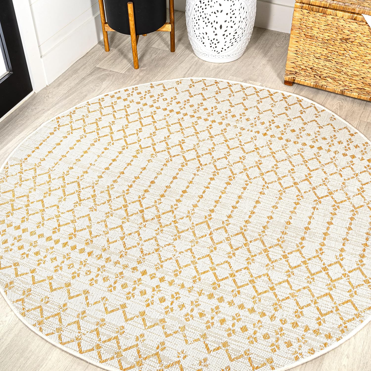 JONATHAN Y Moroccan Geometric Indoor Outdoor Area Rug 8X10 Navy/Light Gray, Ourika Textured Weave for Backyard, Patio, Porch, Easy-Cleaning, High Traffic, Pet-Friendly, Non-Shedding (SMB108B-8)