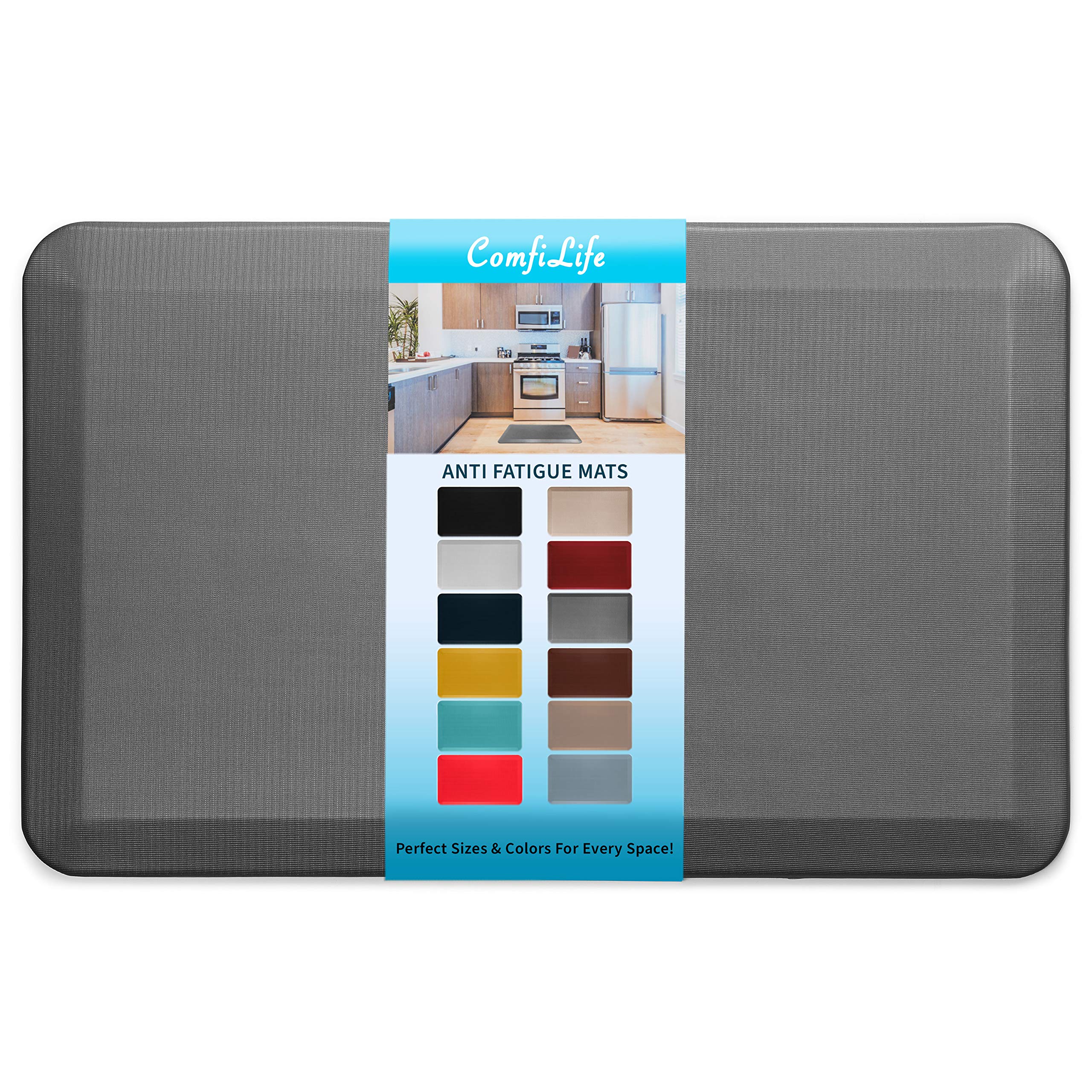 ComfiLife Anti Fatigue Floor Mat – 3/4 Inch Thick Kitchen Mats for Floor, Standing Desk Mat, Kitchen Rug – Comfort at Home, Office – Durable – Stain Resistant – Non-Slip Bottom (20" x 32", Black)