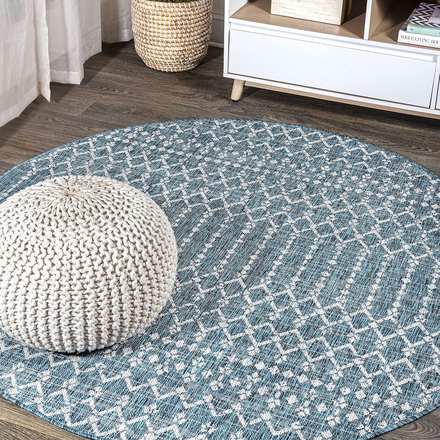 JONATHAN Y Moroccan Geometric Indoor Outdoor Area Rug 8X10 Navy/Light Gray, Ourika Textured Weave for Backyard, Patio, Porch, Easy-Cleaning, High Traffic, Pet-Friendly, Non-Shedding (SMB108B-8)