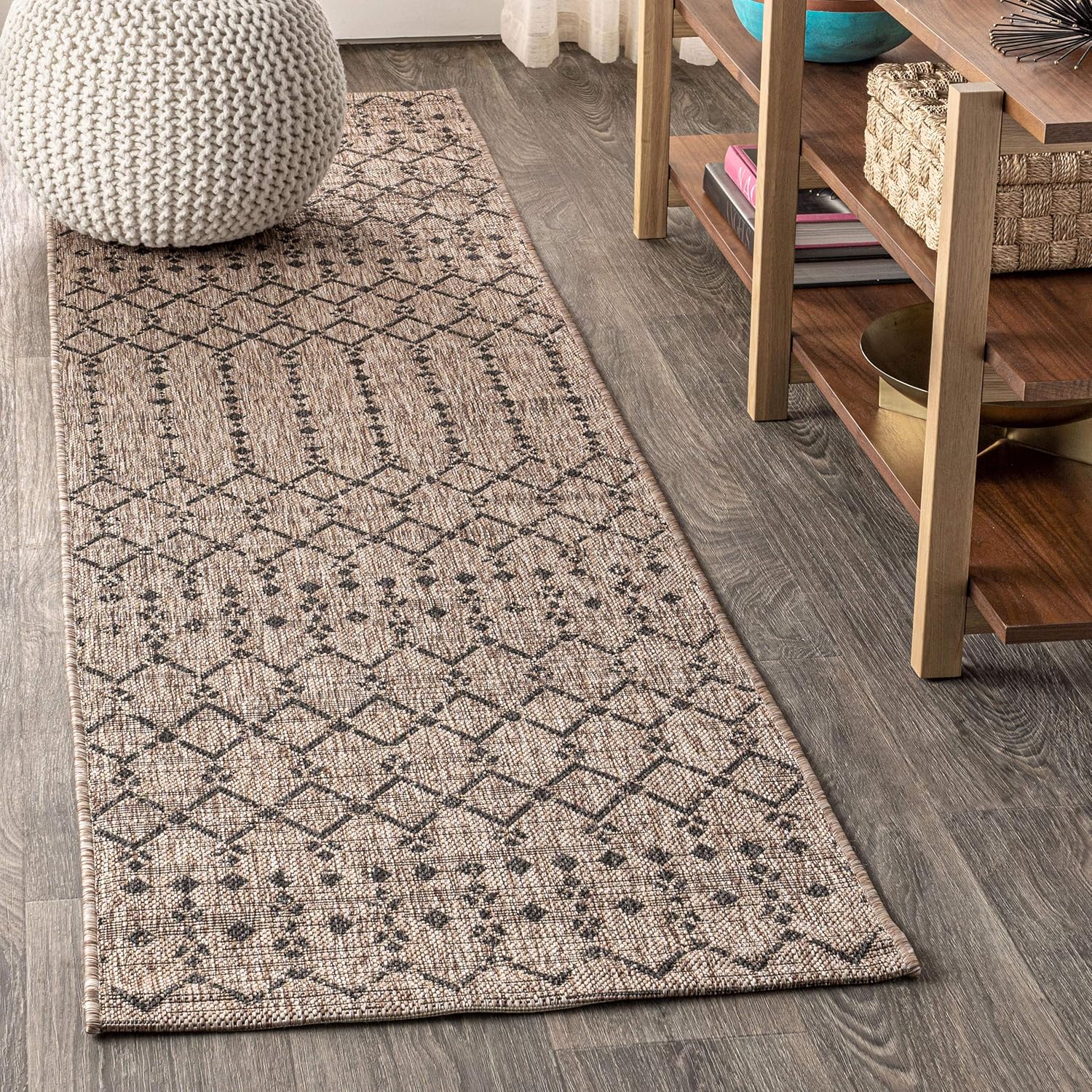 JONATHAN Y Moroccan Geometric Indoor Outdoor Area Rug 8X10 Navy/Light Gray, Ourika Textured Weave for Backyard, Patio, Porch, Easy-Cleaning, High Traffic, Pet-Friendly, Non-Shedding (SMB108B-8)