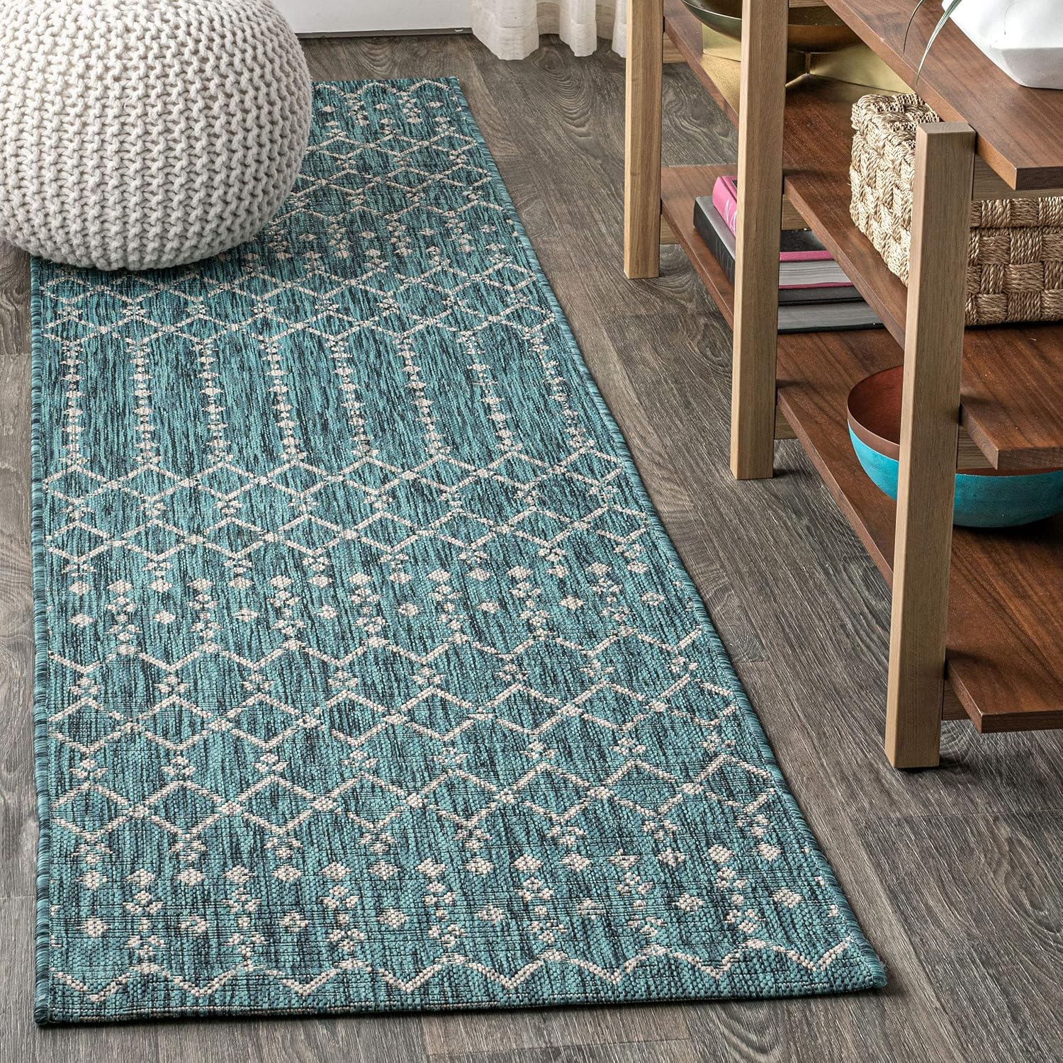 JONATHAN Y Moroccan Geometric Indoor Outdoor Area Rug 8X10 Navy/Light Gray, Ourika Textured Weave for Backyard, Patio, Porch, Easy-Cleaning, High Traffic, Pet-Friendly, Non-Shedding (SMB108B-8)
