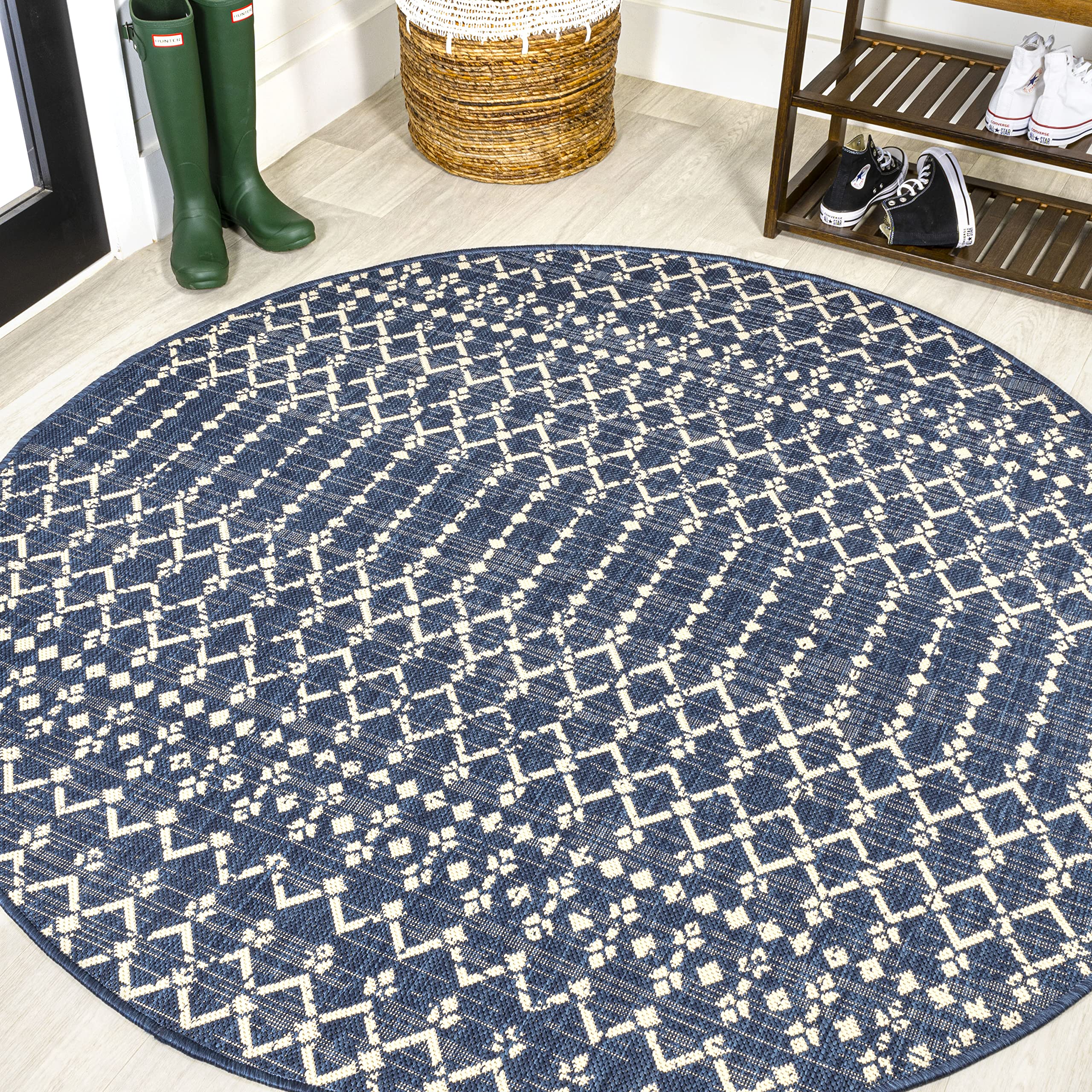 JONATHAN Y Moroccan Geometric Indoor Outdoor Area Rug 8X10 Natural/Black, Ourika Textured Weave for Backyard, Patio, Porch, Easy-Cleaning, High Traffic, Pet-Friendly, Non-Shedding (SMB108D-8)