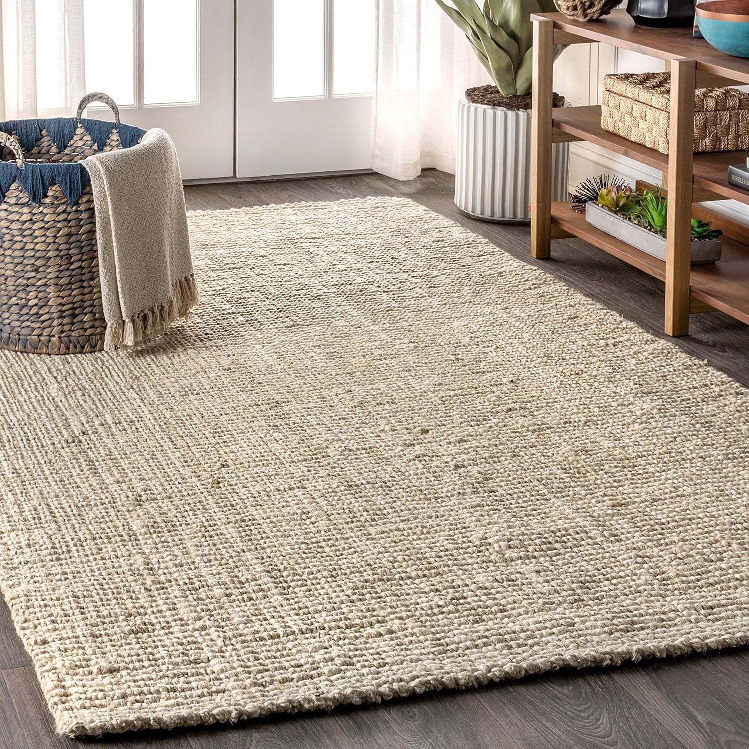 JONATHAN Y Pata Hand Woven Chunky Jute Light Ivory Indoor Area Rug, 5x8, Bohemian, Rustic, Cottage, Easy-Cleaning for Living Room, Bedroom, Kitchen, Non-Shedding (NRF102B-5)