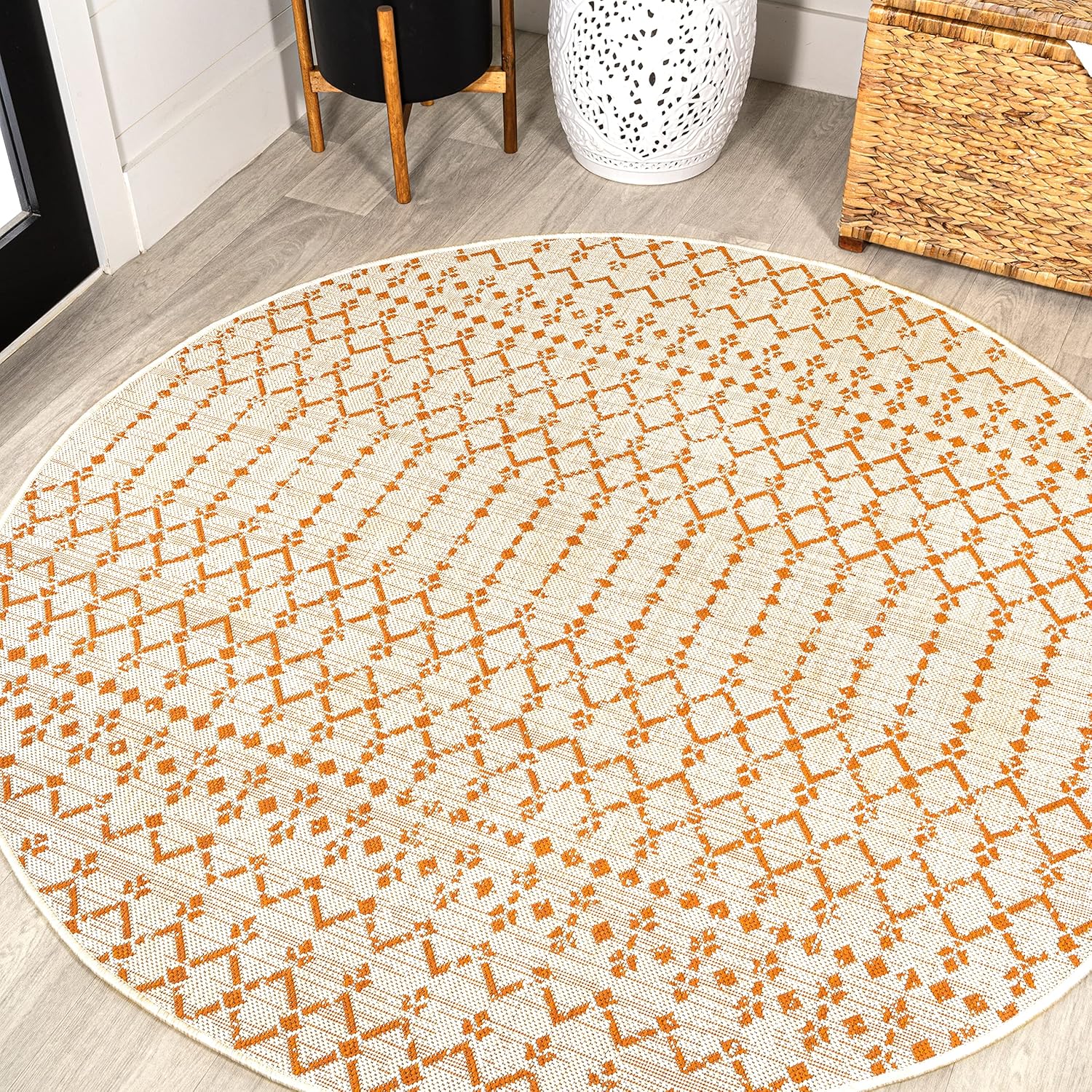 JONATHAN Y Moroccan Geometric Indoor Outdoor Area Rug 8X10 Navy/Light Gray, Ourika Textured Weave for Backyard, Patio, Porch, Easy-Cleaning, High Traffic, Pet-Friendly, Non-Shedding (SMB108B-8)